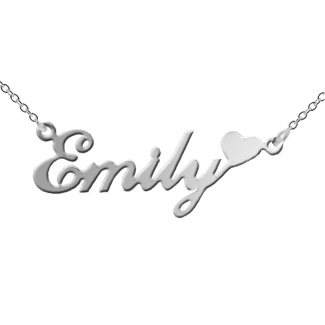 9ct White Gold Carrie Style Personalised Name Necklace with Heart