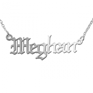 Sterling Silver Gothic Old English Personalised Name Necklace