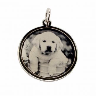 Sterling Silver 24mm Round Photo Engraved Disc Necklace