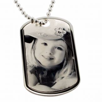 Sterling Silver Large Photo Engraved Dog Tag With Optional Engraving