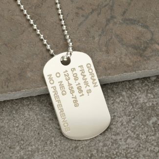 Sterling Silver Army Style Dog Tag With Optional Engraving