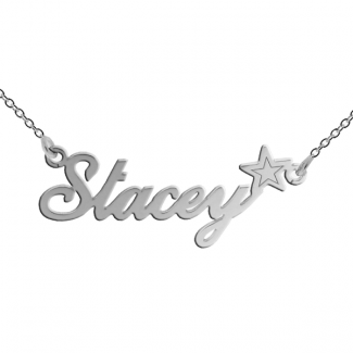 9ct White Gold Carrie Style Personalised Name Necklace with Star