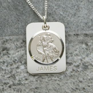 Sterling Silver Personalised Rectangle St Christopher With Travellers Prayer