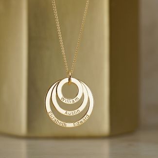 9ct Yellow Gold Plated Triple Disc Personalised Family Necklace