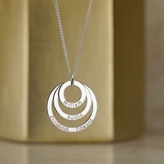 9ct White Gold Triple Disc Personalised Family Necklace