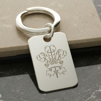 Sterling Silver Welsh Three Feathers Keyring With Optional Engraving