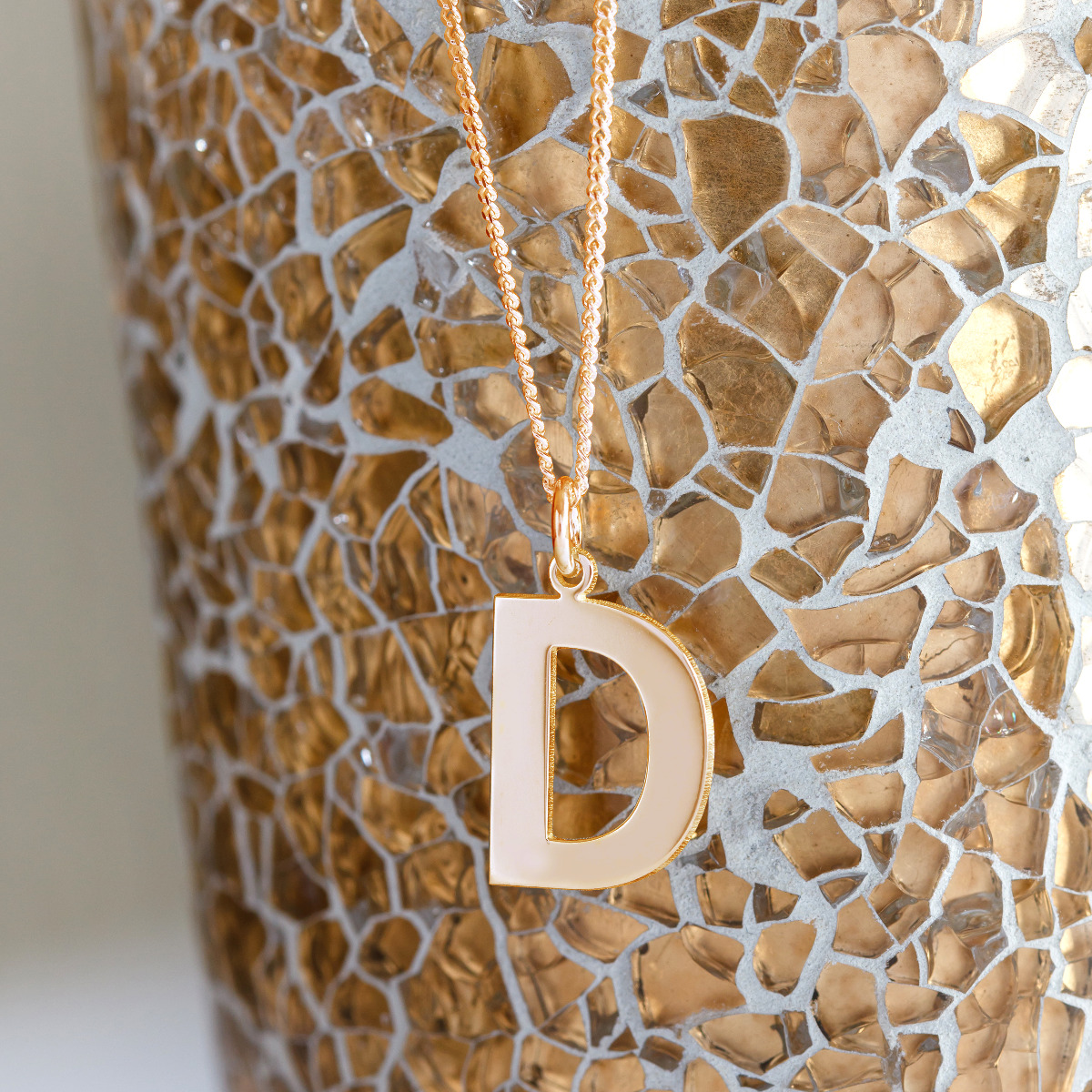 9ct Rose Gold Plated Block Initial Pendant