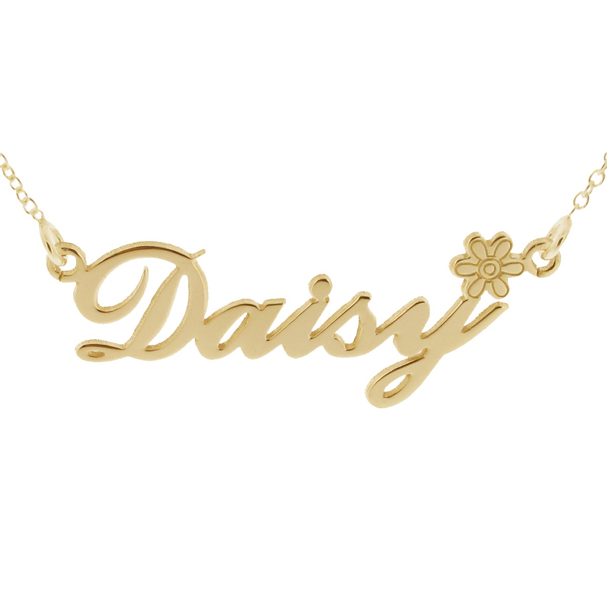 9ct Yellow Gold Plated Carrie Style Personalised Name Necklace with Daisy