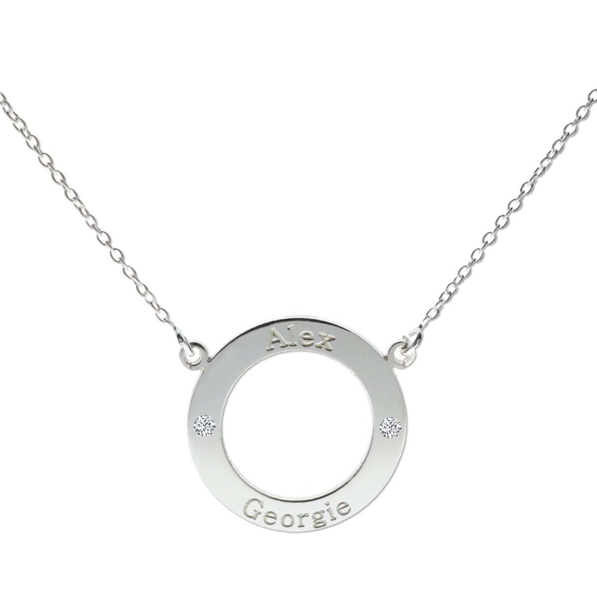Sterling Silver Personalised Ring Pendant With Crystal