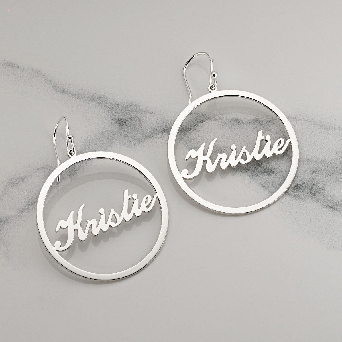 Sterling Silver Script Style Personalised Earrings