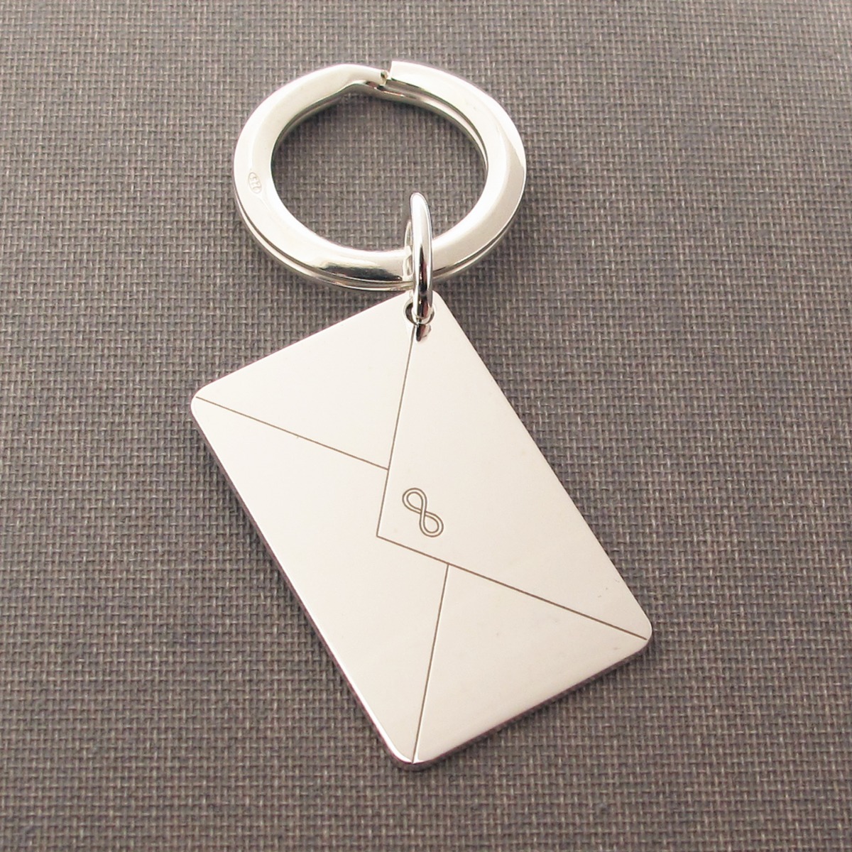 Sterling Silver Engraved Envelope Keyring