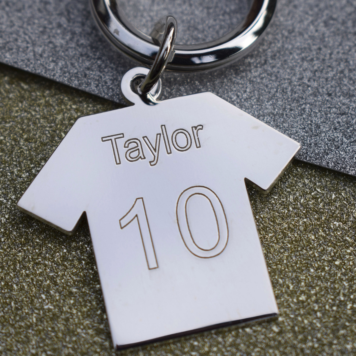 Sterling Silver Engraved Football Shirt Keyring