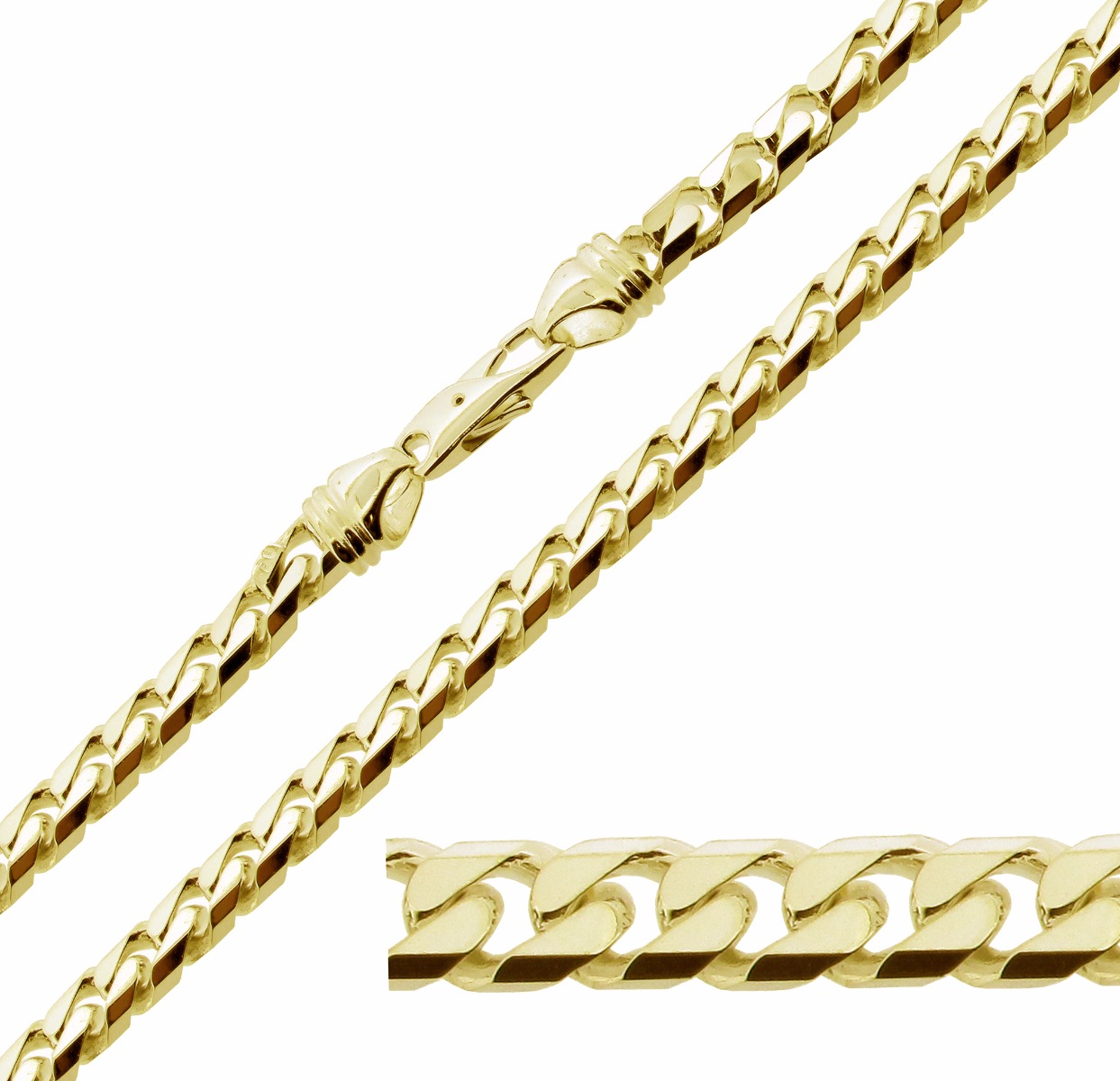 9ct Yellow Gold Plated Mens 2oz Chunky Curb Link Bracelet