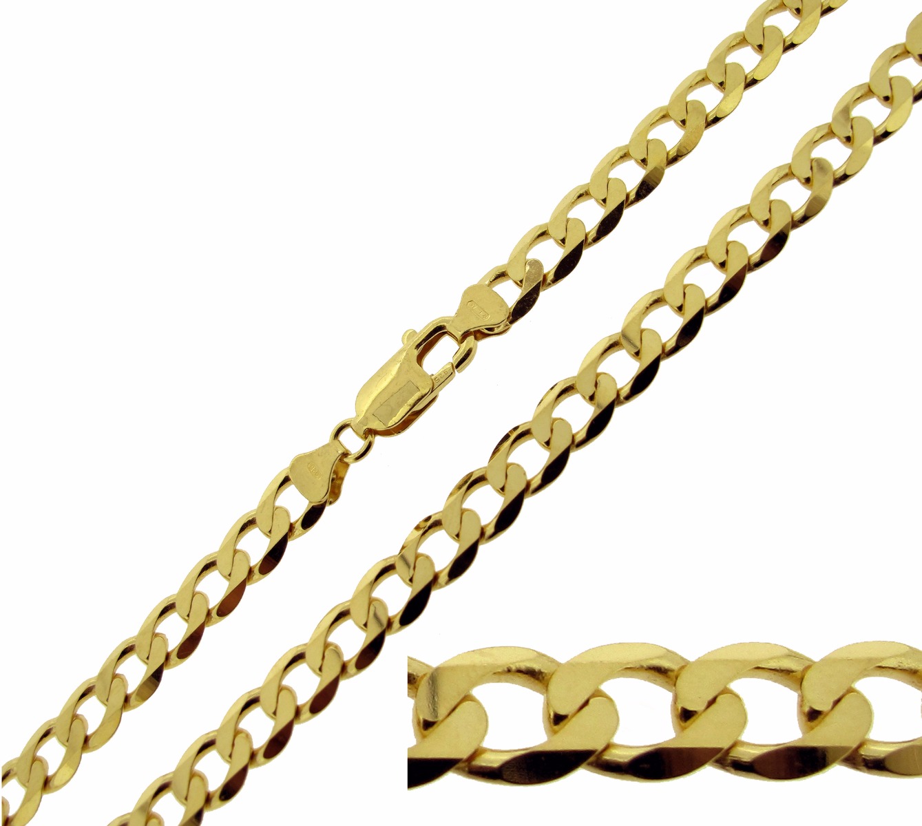 9ct Yellow Gold Plated Mens Flat Diamond Cut Curb Link Bracelet