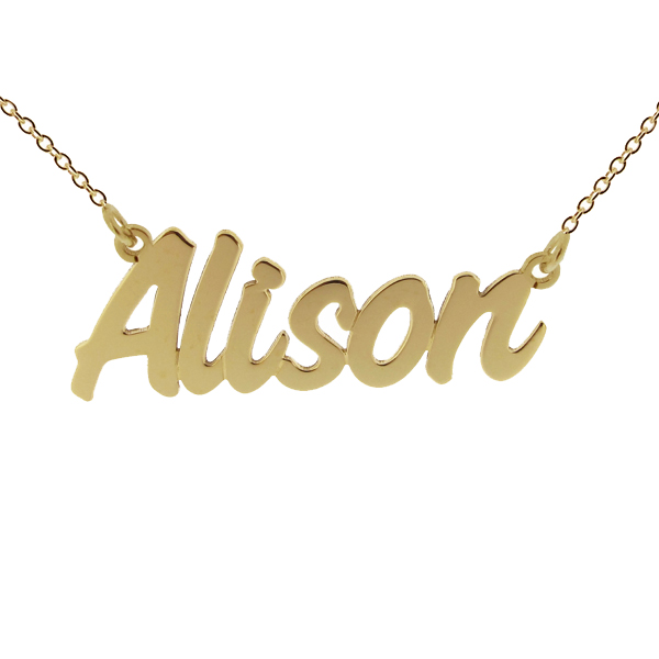 14k Solid Gold Challenge Style Name Necklace