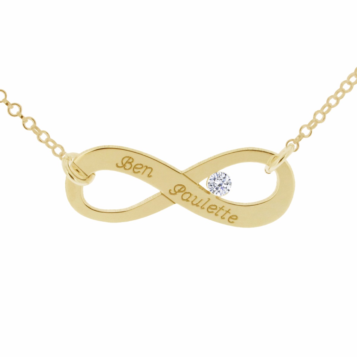 9ct Yellow Gold Plated Infinity Necklace With CZ Crystal