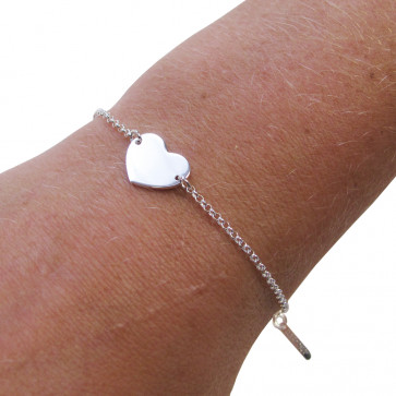 Sterling Silver Heart Bracelet with Optional Engraving