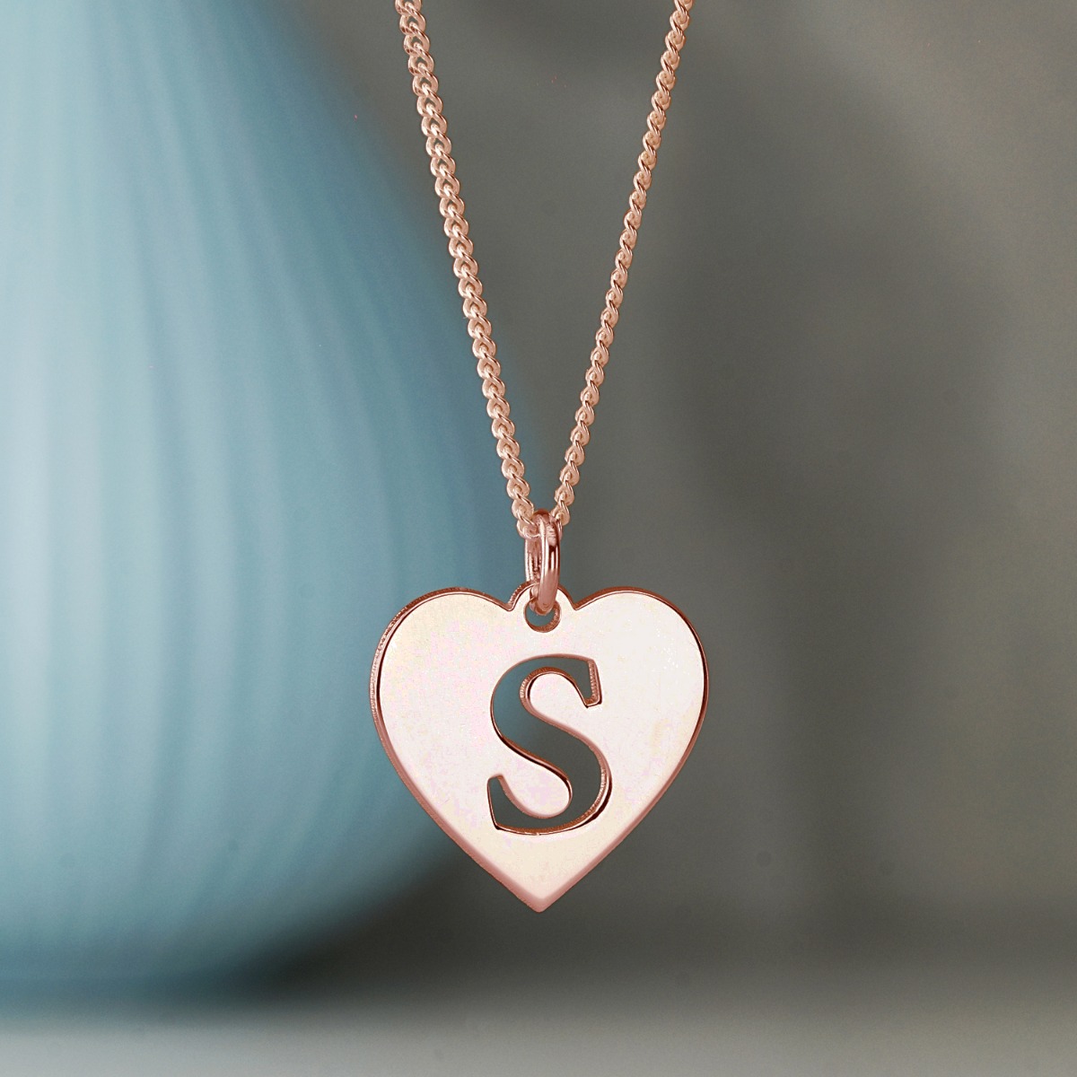 9ct Rose Gold Plated Initial Heart Pendant