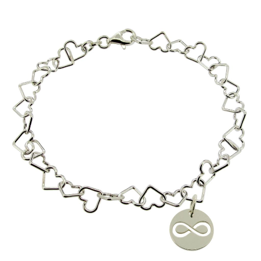 Sterling Silver Light Heart Charm Anklet With Infinity Charm 