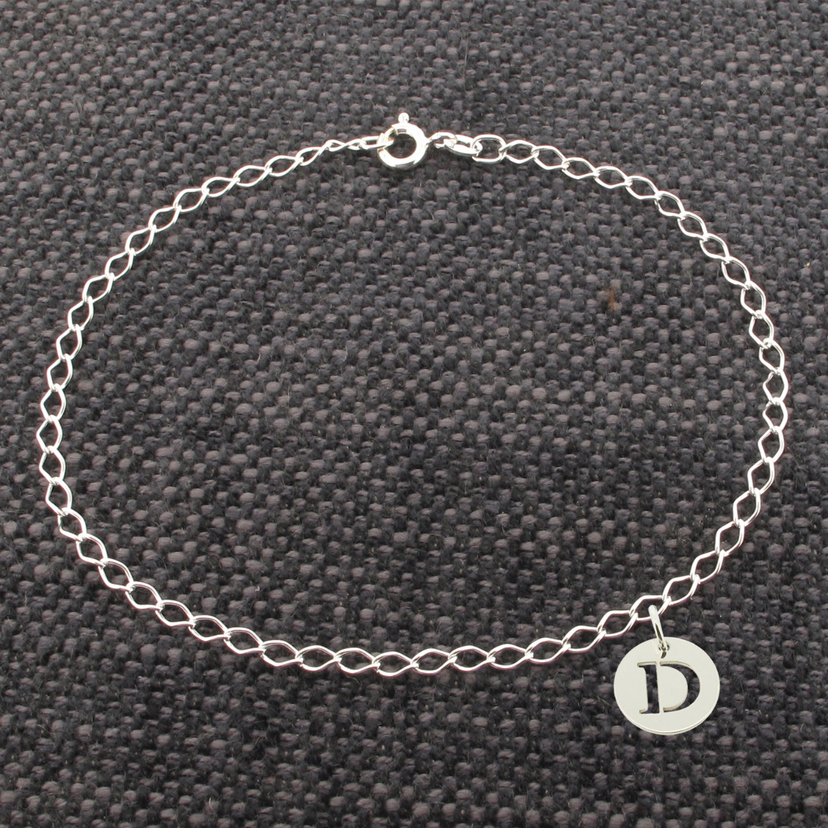 Sterling Silver Anklet With Initial Charm