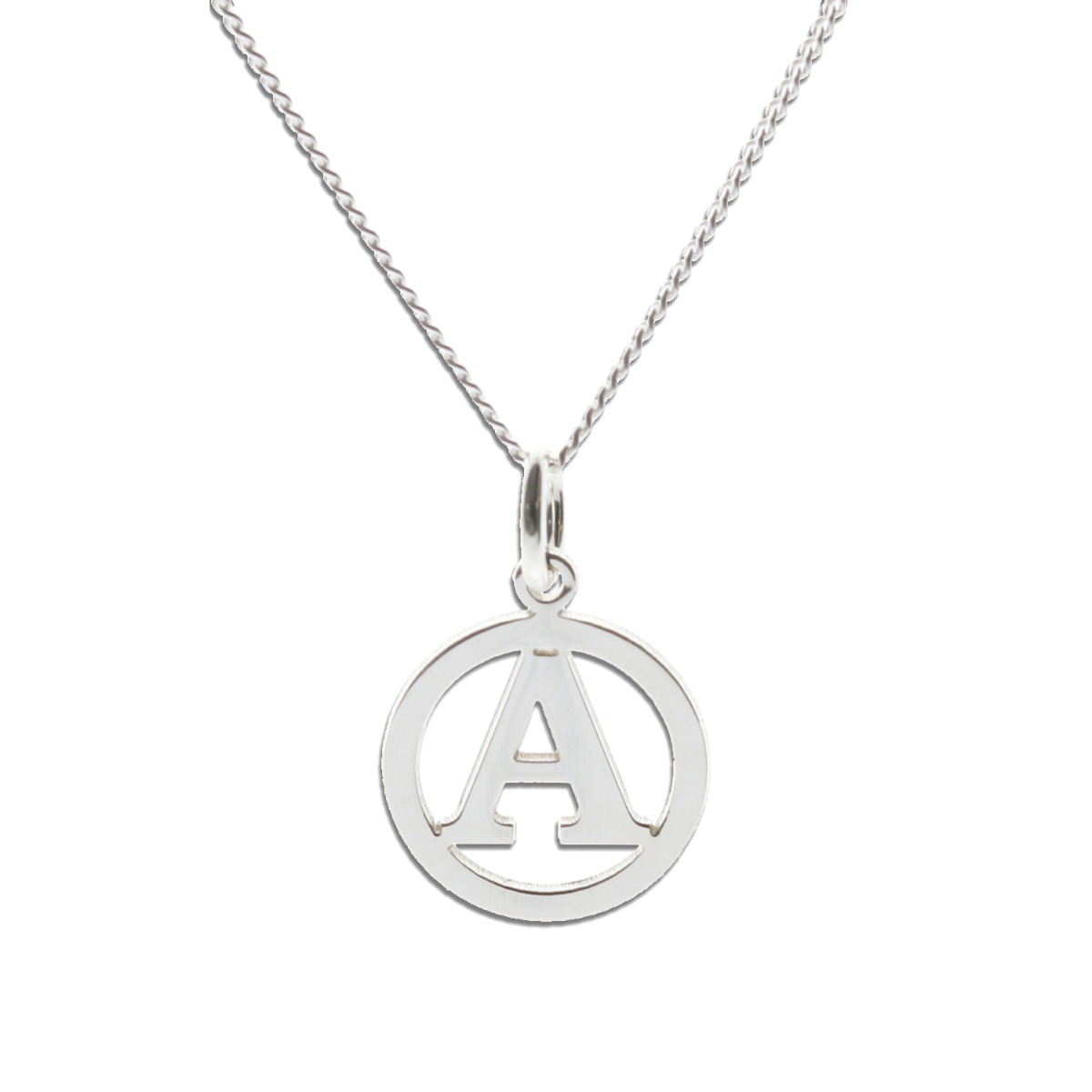 9ct White Gold Round Initial Disc Pendant