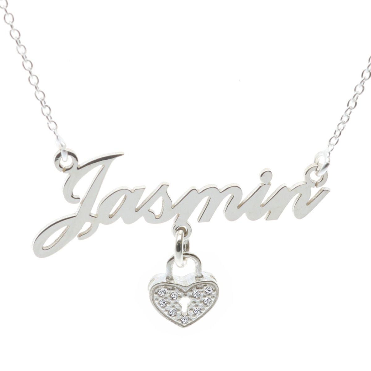 Sterling Silver Carrie Style Sex & The City Personalised Name Necklace With CZ Heart Locket