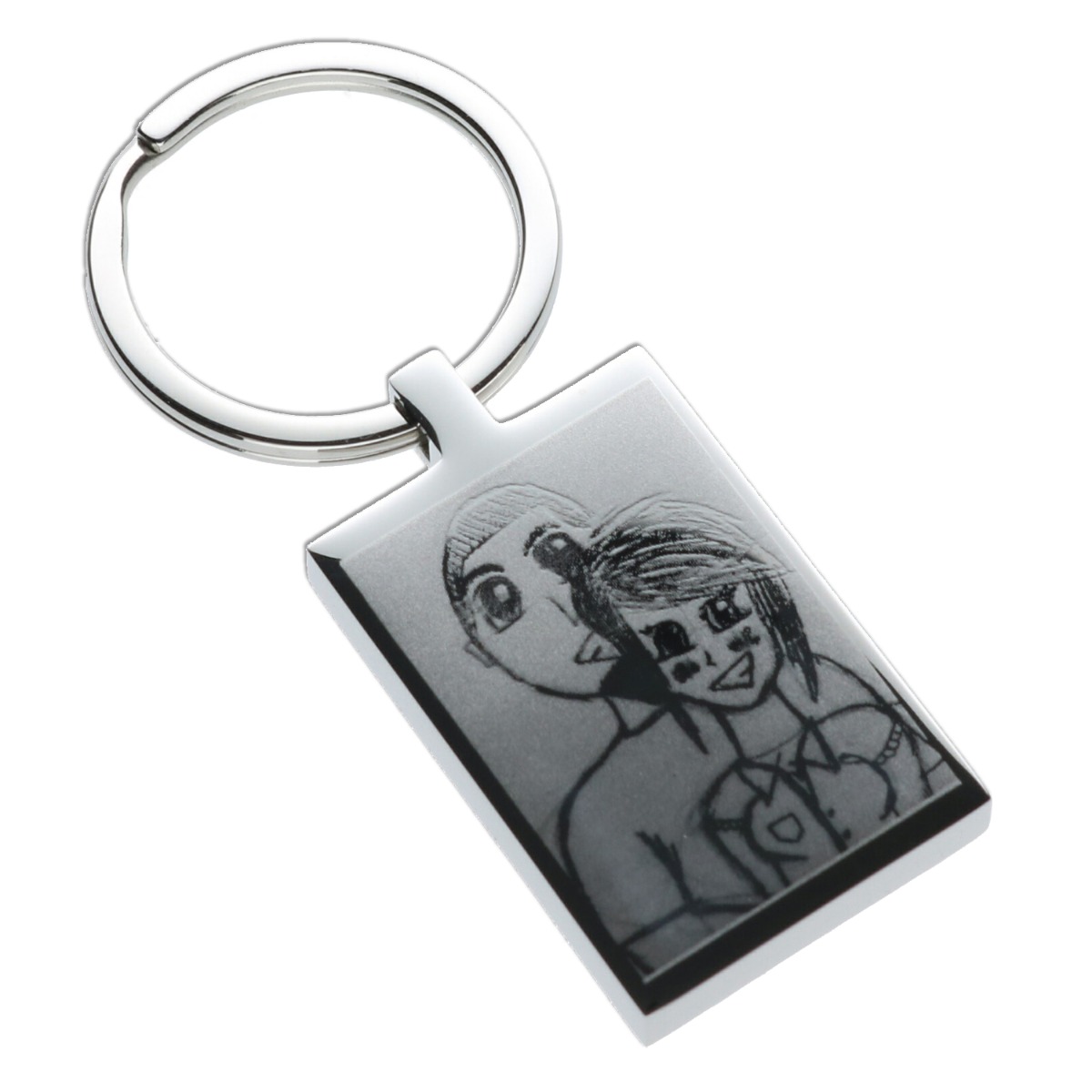 Mirror Polished Photo Engraved With Your Own Picture Rectangle Keyring