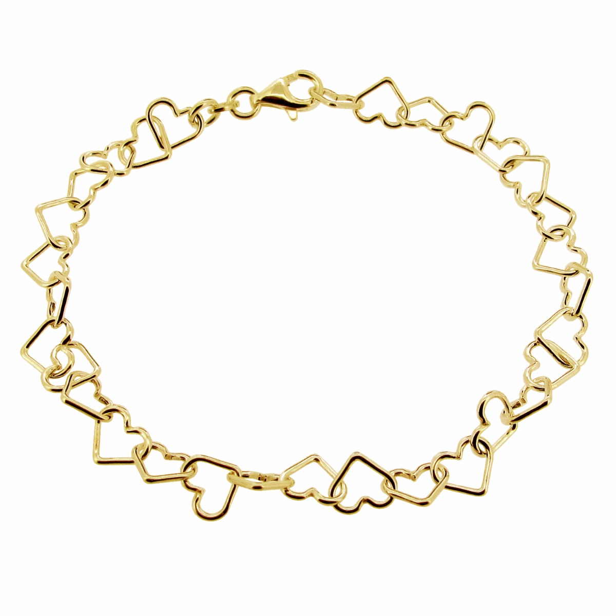 9ct Yellow Gold Plated Heart Link Charm Anklet