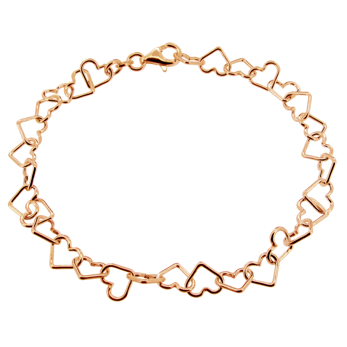 9ct Rose Gold Plated Heart Link Charm Anklet