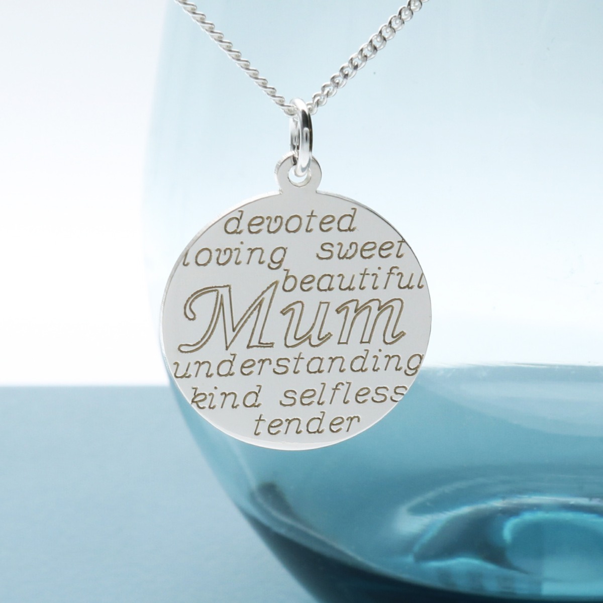 Sterling Silver Personalised Mum Pendant With Chain