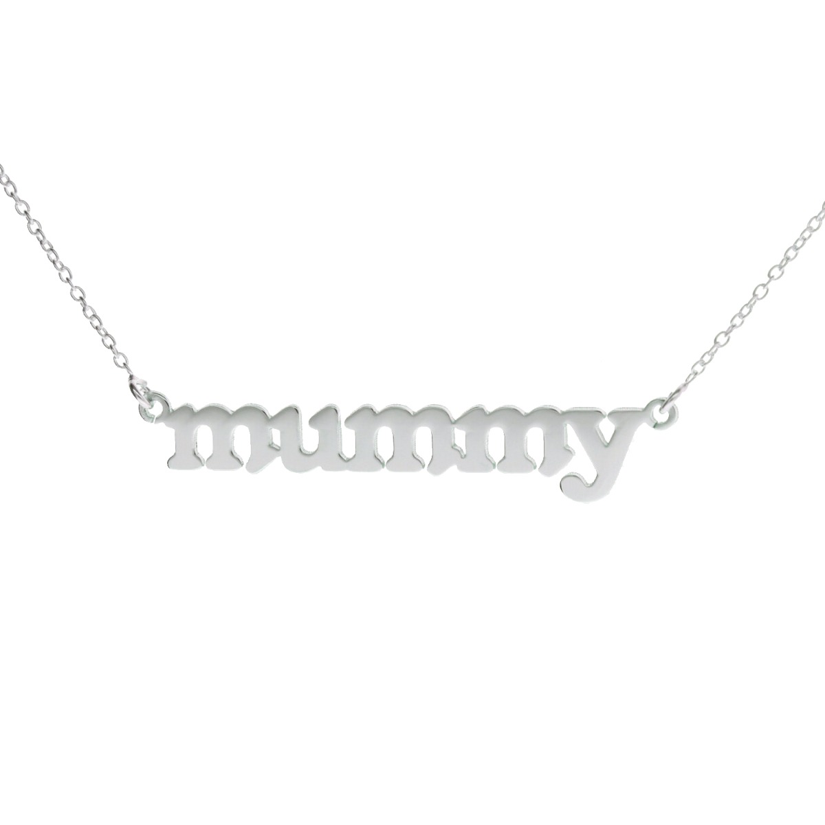 9ct White Gold Mummy Name Necklace