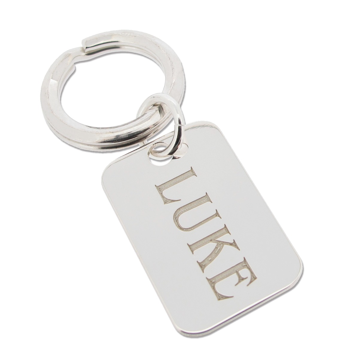 Sterling Silver Name Rectangle Keyring With Optional Engraving