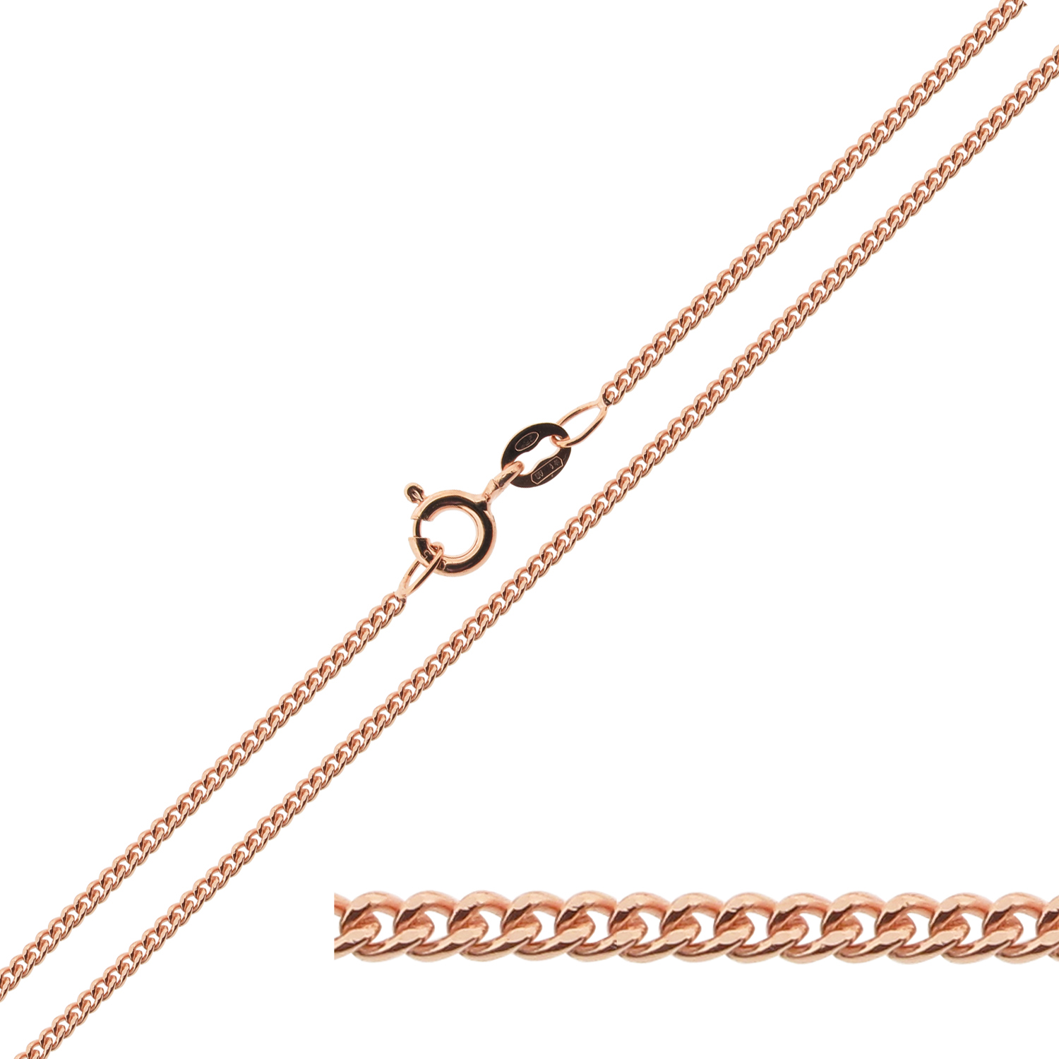 9ct Rose Gold Plated 1.4mm Diamond Cut Curb Chain