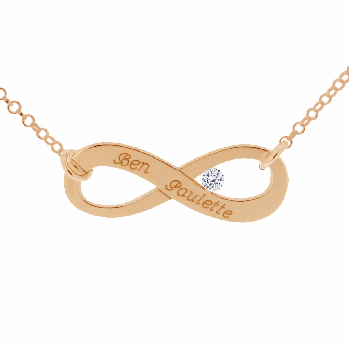 9ct Rose Gold Plated Infinity Necklace With CZ Crystal