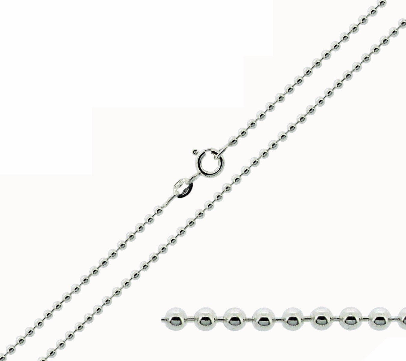 Sterling Silver 1.6mm Bead Ball Chain