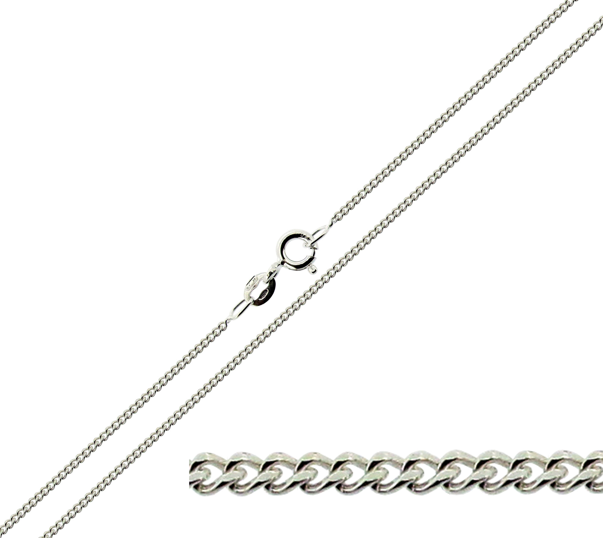 Sterling Silver 1.2mm Diamond Cut Curb Chain