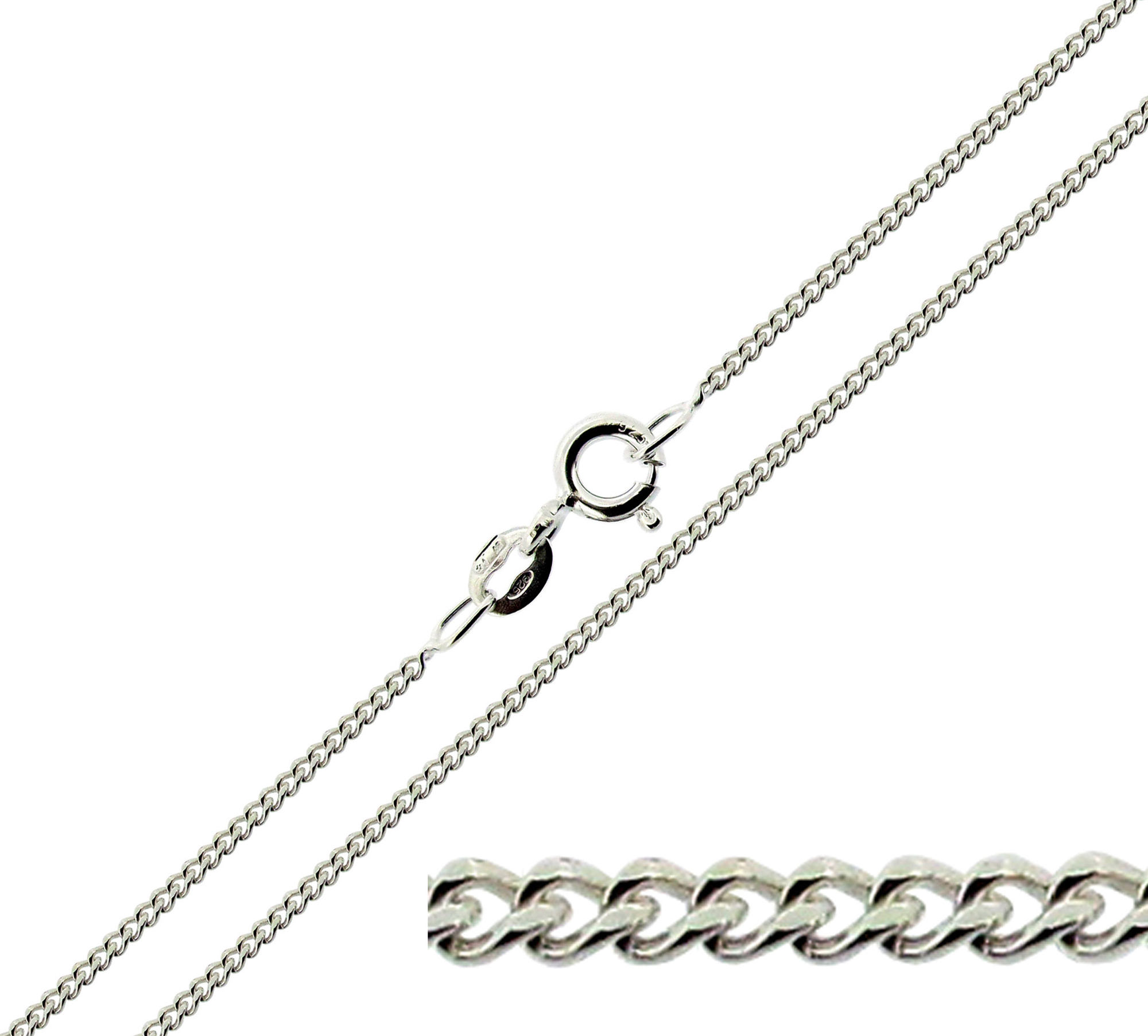 Sterling Silver 1.6mm Diamond Cut Curb Chain