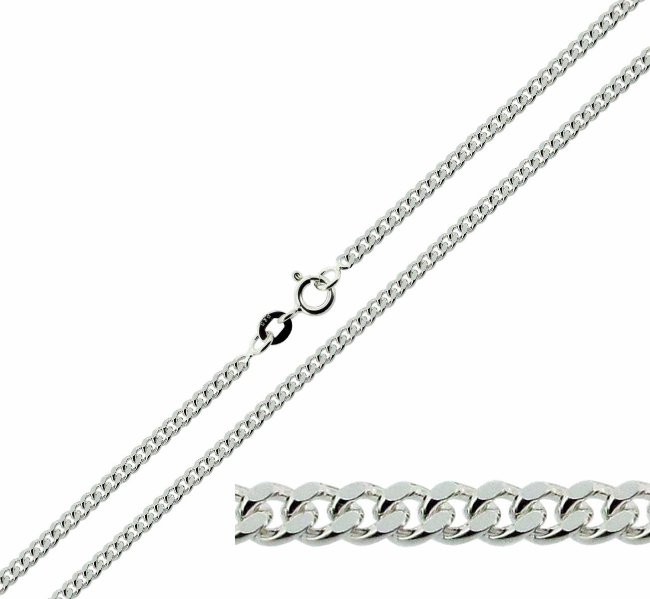 Sterling Silver 2.5mm Diamond Cut Curb Chain