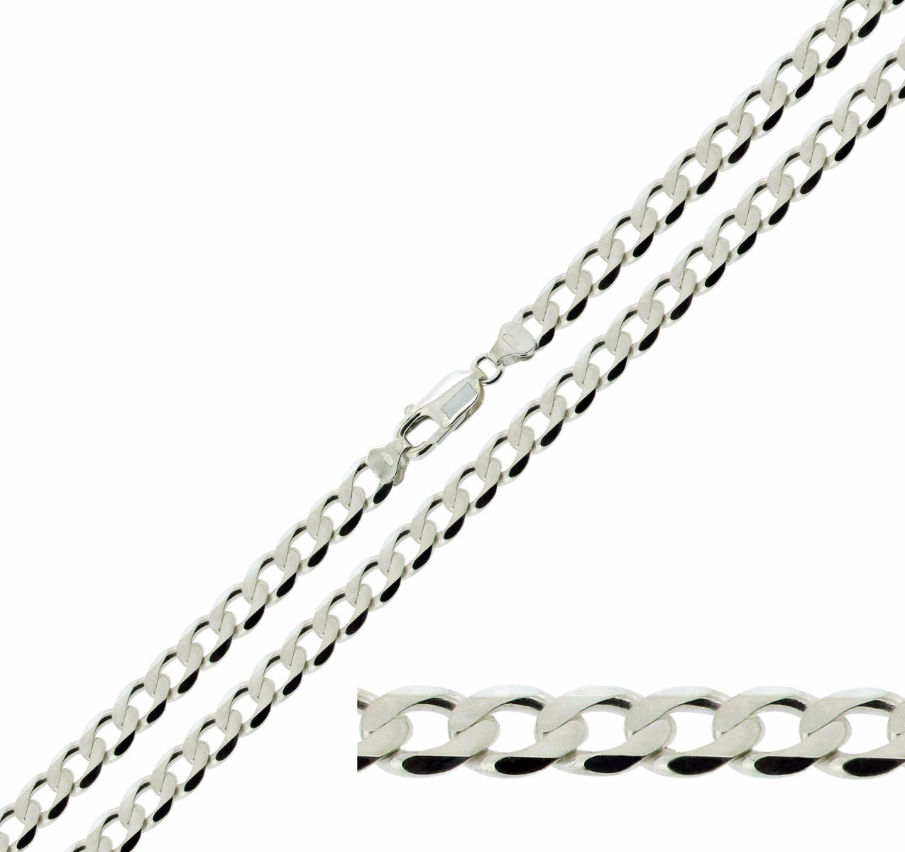 Sterling Silver 4.2mm Diamond Cut Curb Chain