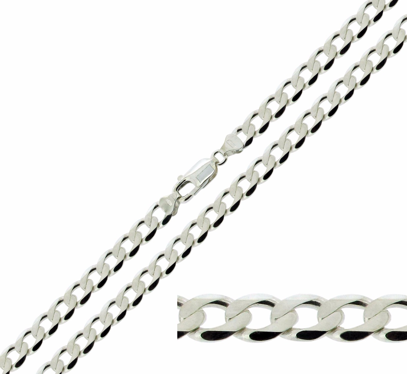 Sterling Silver 5.2mm Diamond Cut Curb Chain