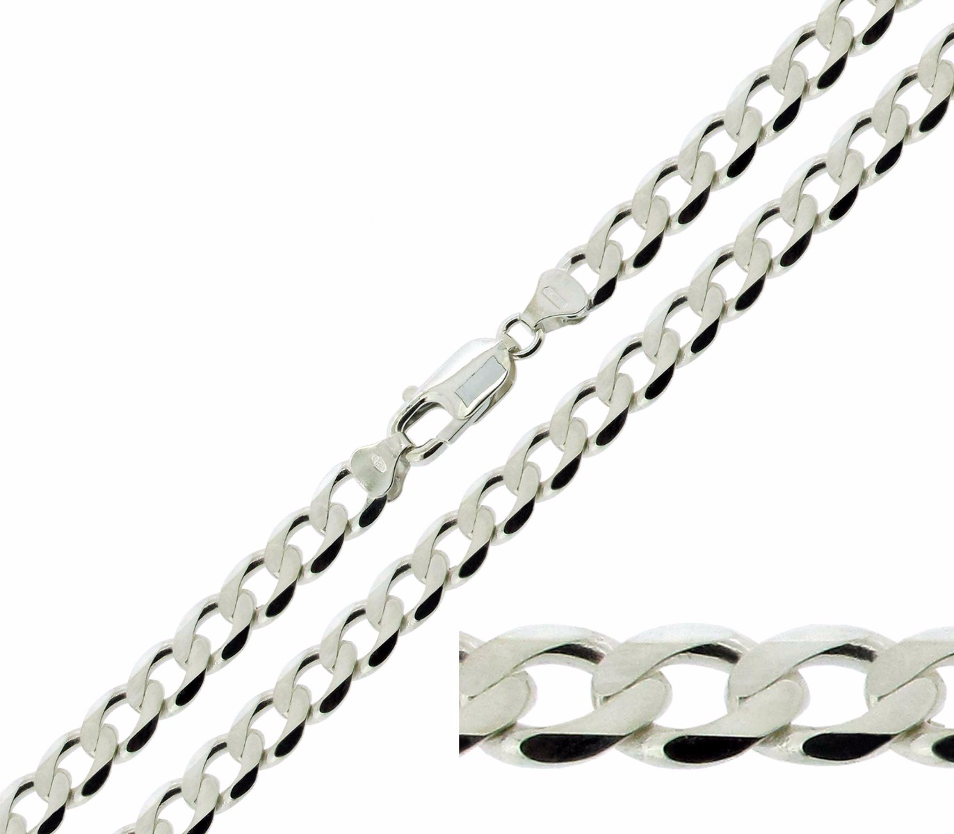 Sterling Silver 6mm Diamond Cut Curb Chain