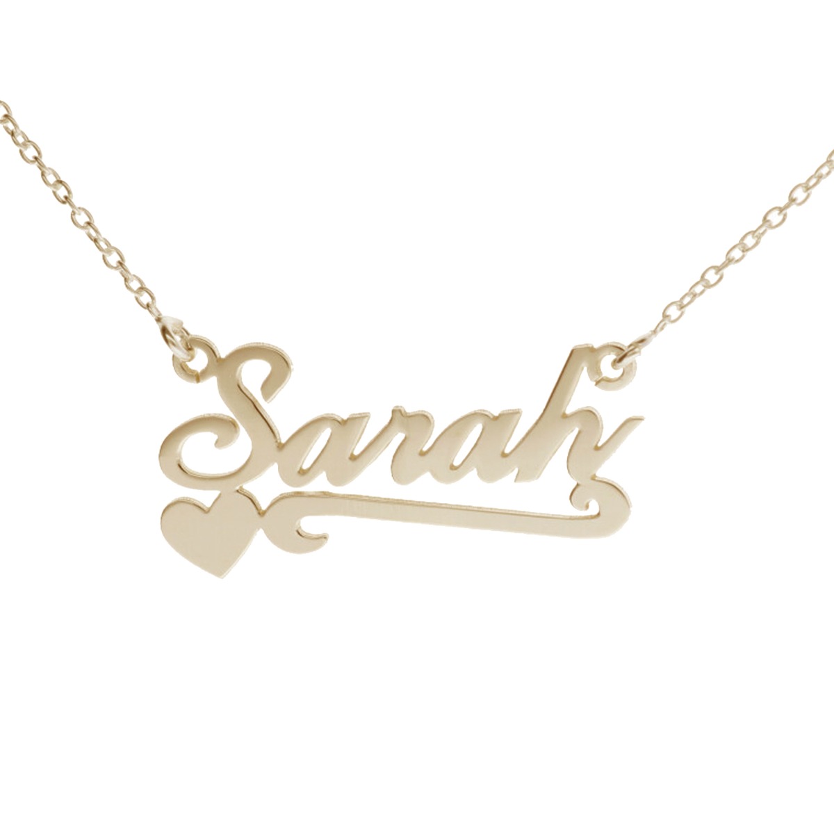 9ct Yellow Gold Plated Carrie Style Personalised Name Necklace With Heart & Scroll