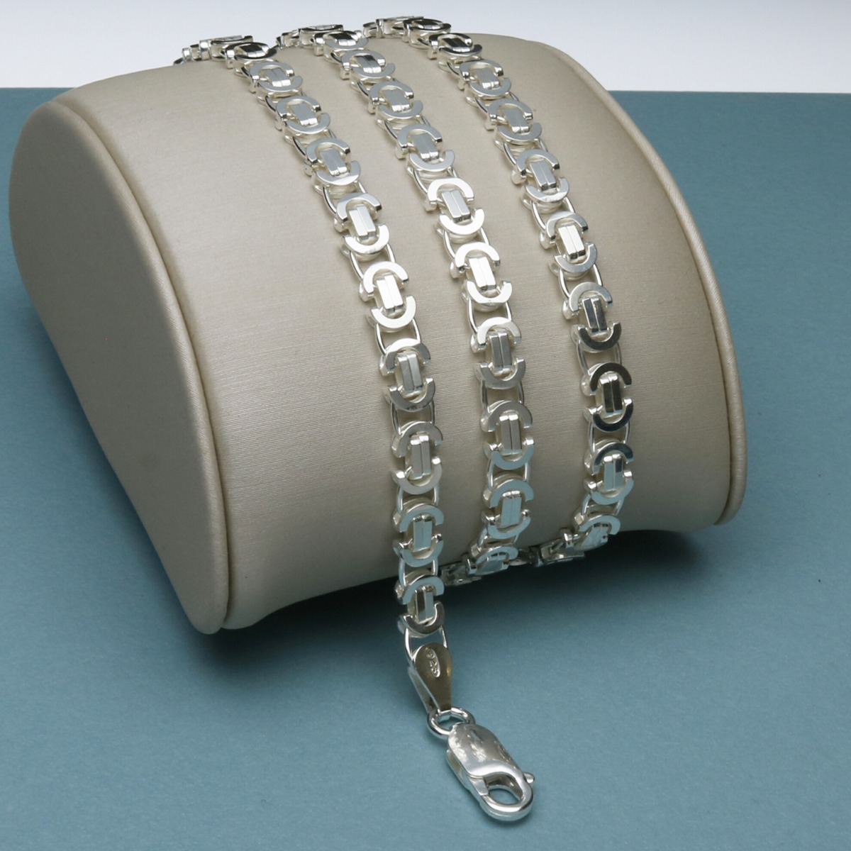 Sterling Silver Ladies 4mm Byzantine Fancy Bracelet