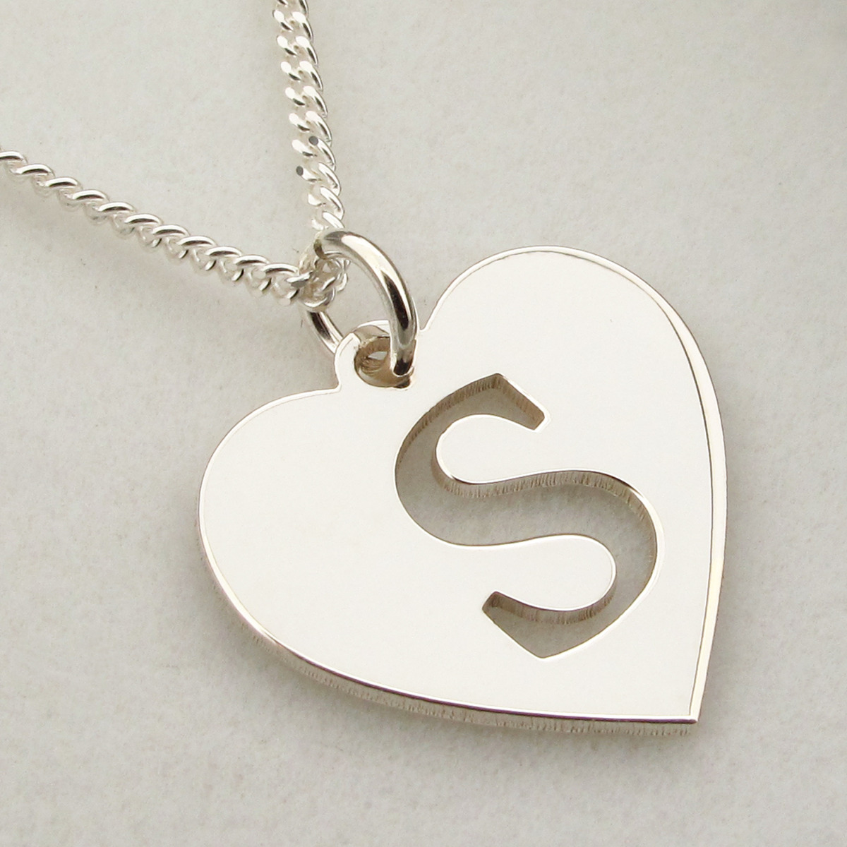 9ct White Gold Initial Heart Pendant