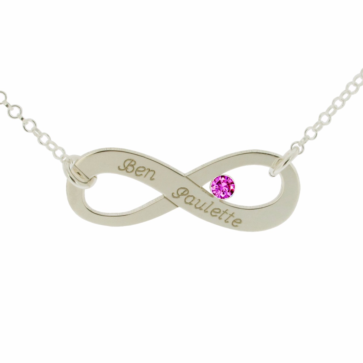 9ct White Gold Infinity Necklace With CZ Crystal