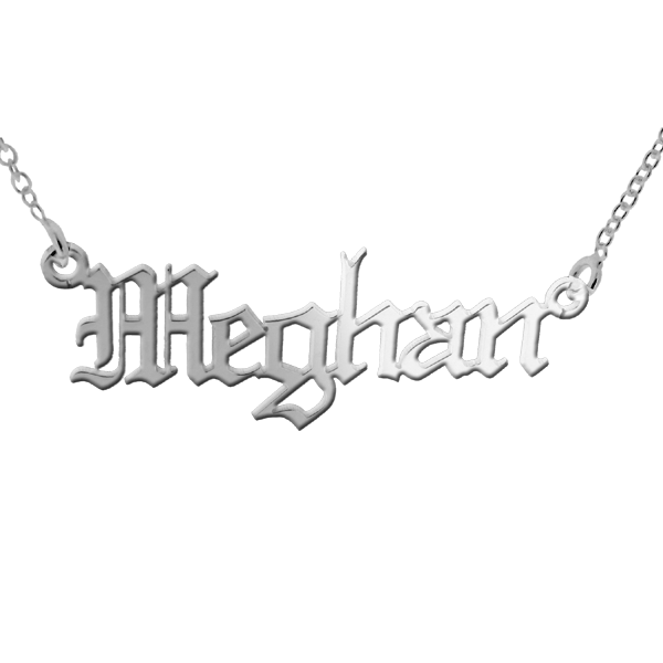 Sterling Silver Gothic Old English Personalised Name Necklace