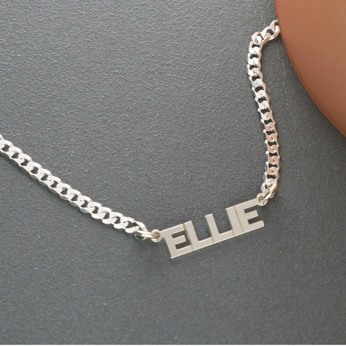 Sterling Silver Mini Block Choker Style Personalised Name Necklace