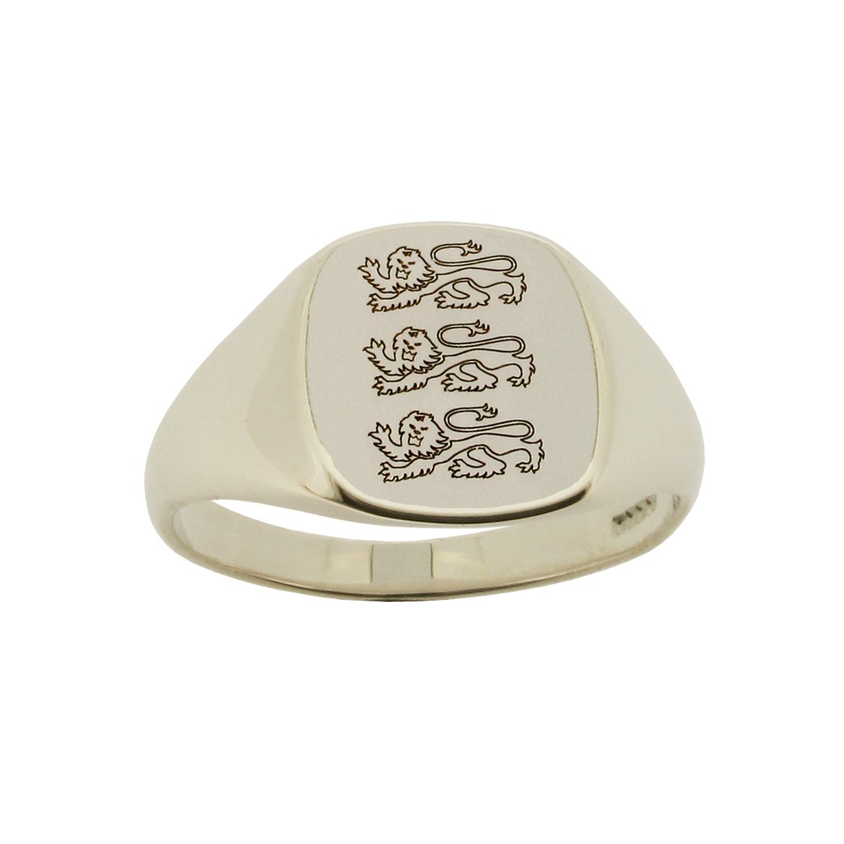 Sterling Silver Engraved Three Lions Signet Ring
