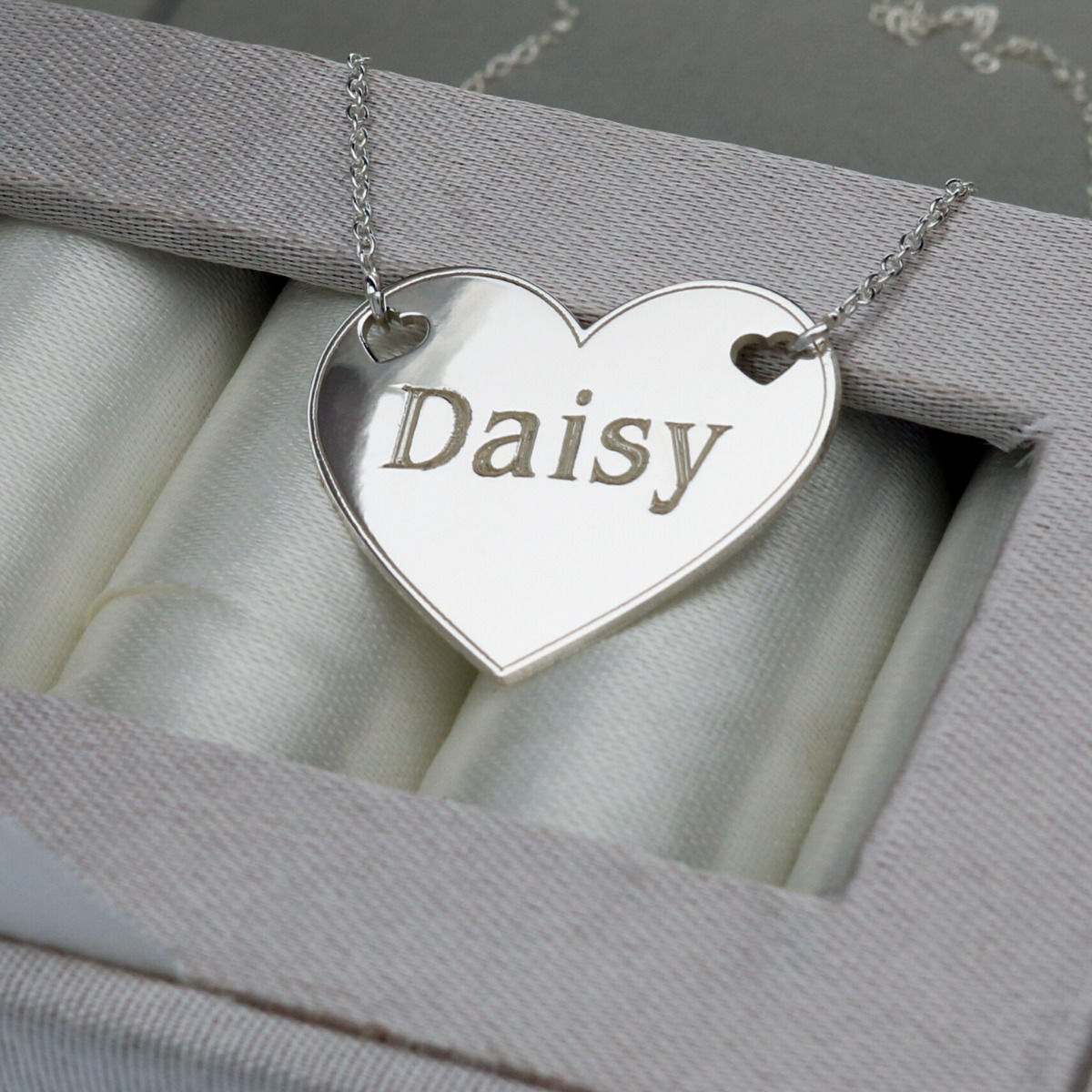 Sterling Silver Valentines Heart Pendant Necklace With Optional Engraving