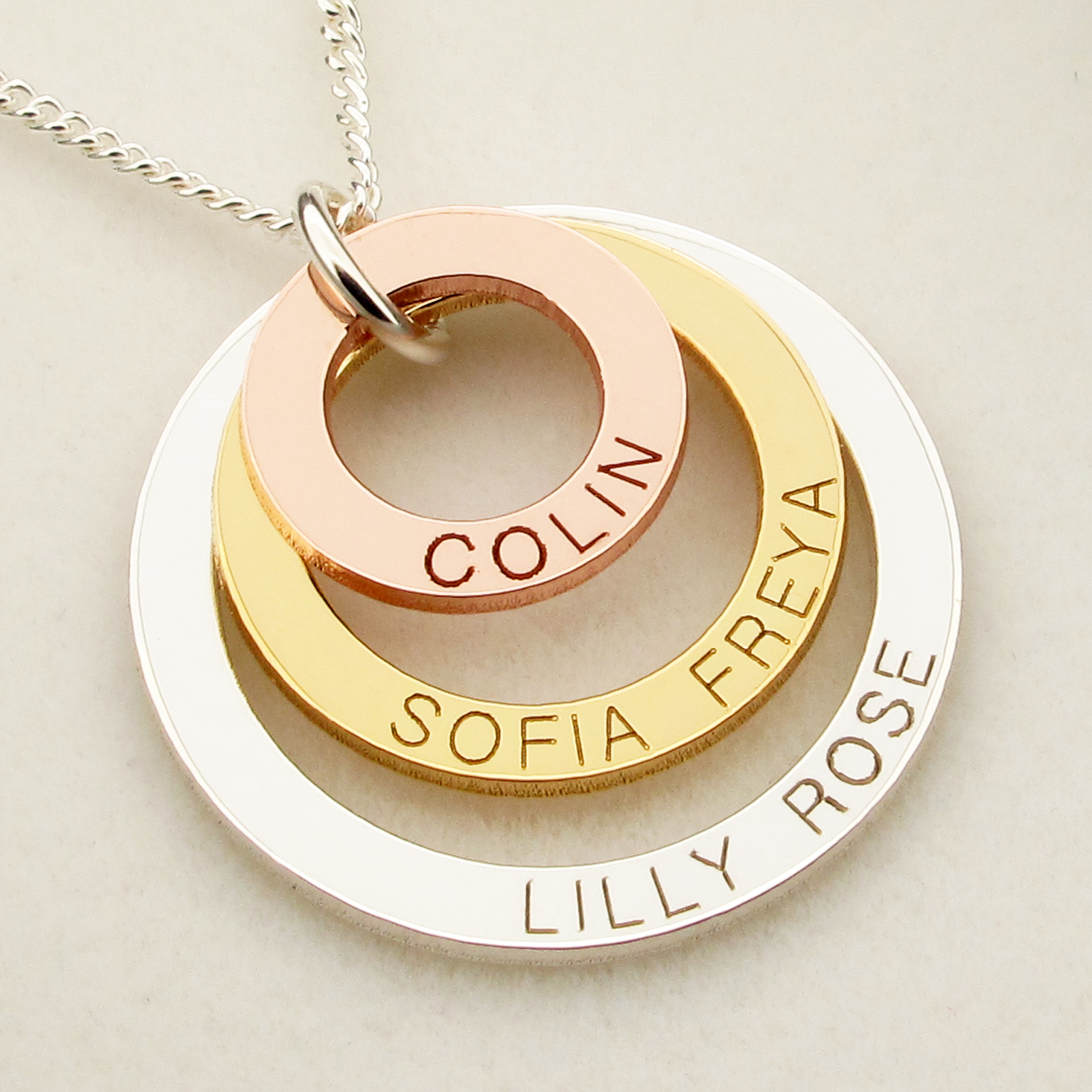 personalised family name necklace